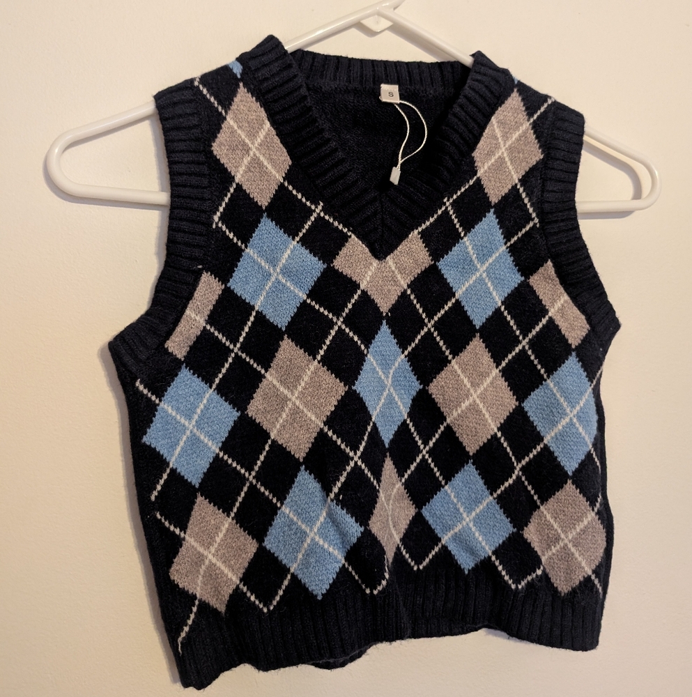Blue Argyle Sweater Vest